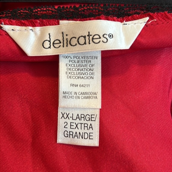Delicates Women’s Red‎ Floral Satiny Chemise Nighty and Kimono Robe Size 2XL - Picture 5 of 7